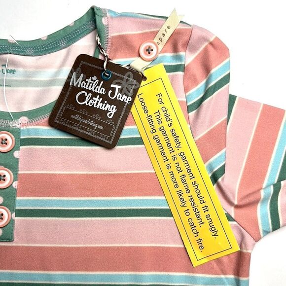 NWT Matilda Jane Cozy Soft Striped Polka Dot Pajamas Top Long Sleeve size 14 - Picture 10 of 12